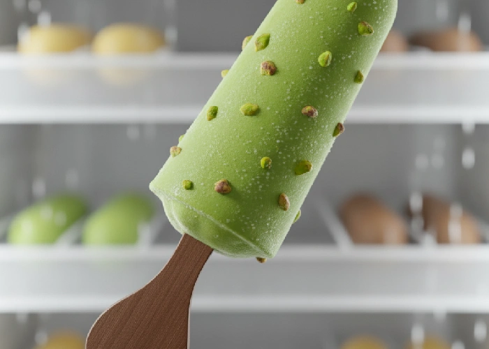 Kulfi stick made with high-density, food-safe wood to improve strength, grip and freezer performance.